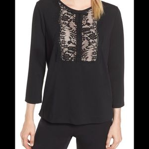 Karl Lagerfeld Black Blouse Medium 3/4 Sleeve NWT